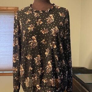 Maurices Black Floral Blouse